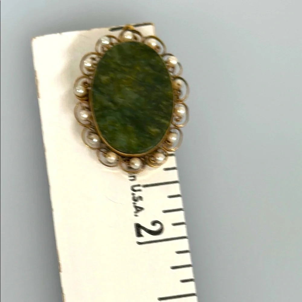 Vintage CARLA 12k GF Green Stone Pendant with Pearls​ ✨